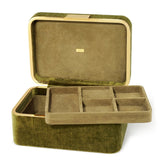 Beauvais Velvet Jewelry Box in Moss by AERIN - Open with Tray Shown