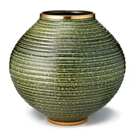 AERIN Calinda Moon Vase in Forest Green | Italian Ceramics at Fig Linens and Home 1
