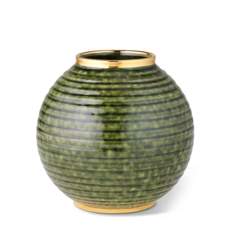 Calinda Round Vase in Forest Green by AERIN at Fig Linens and Home