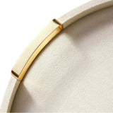 Carina Shagreen Small Round Tray in Cream by AERIN - Detail of Tray Handles