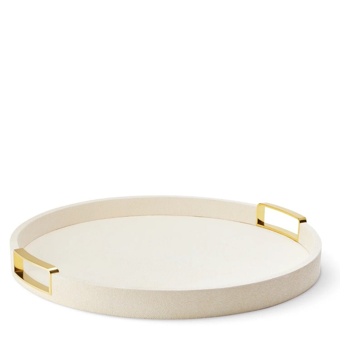 Carina Shagreen Small Round Tray in Cream by AERIN at Fig Linens and Home