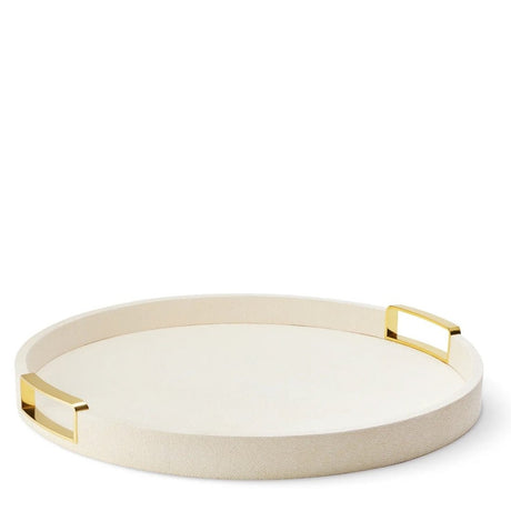 Carina Shagreen Small Round Tray in Cream by AERIN at Fig Linens and Home
