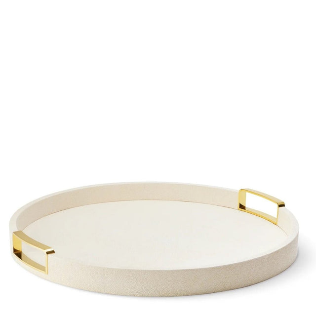 Carina Shagreen Small Round Tray in Cream by AERIN at Fig Linens and Home