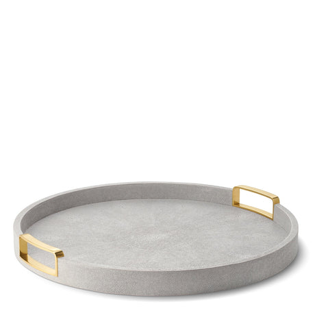 Carina Shagreen Small Round Tray in Dove by AERIN - Fig Linens and Home 1
