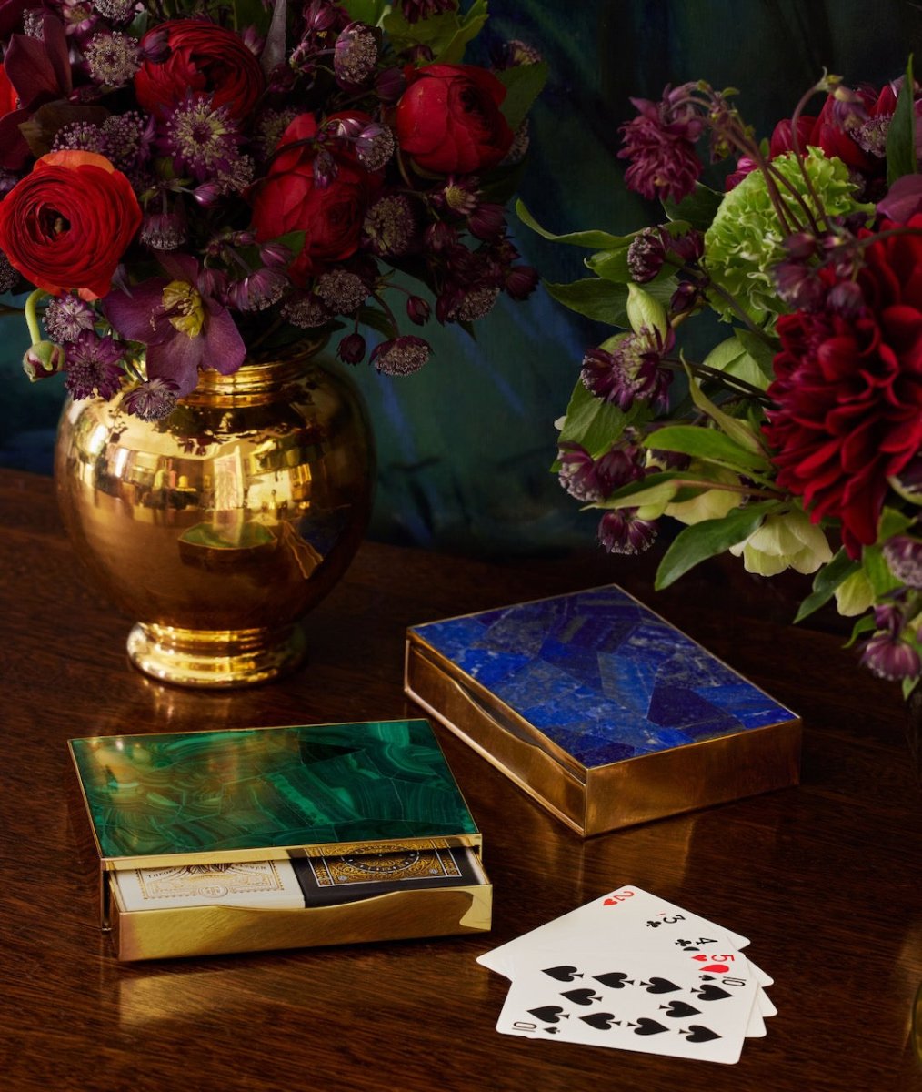 Cassiel Mosaic Card Set in Malachite - Lifestyle | AERIN at Fig Linens and Home