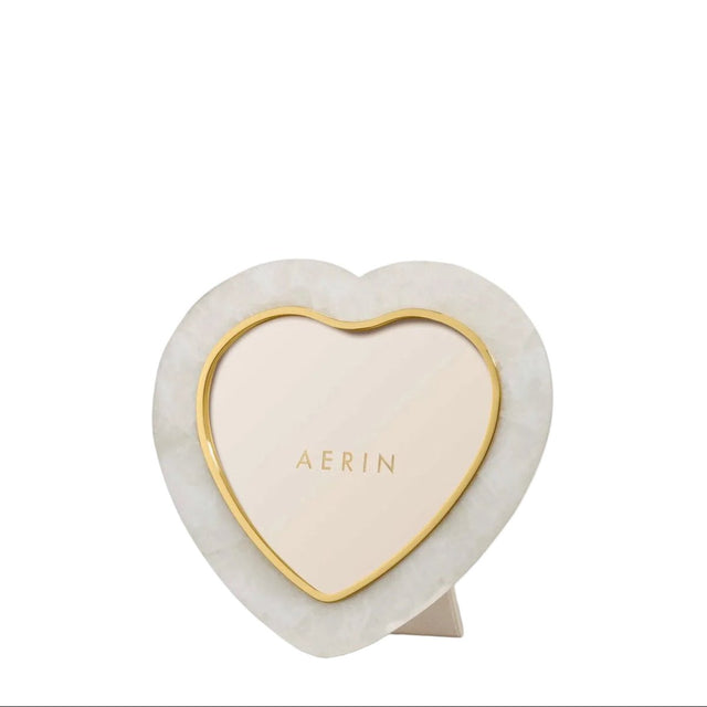 Cassiel Mosaic Heart Frame in White Quartz by AERIN at Fig Linens and Home 1