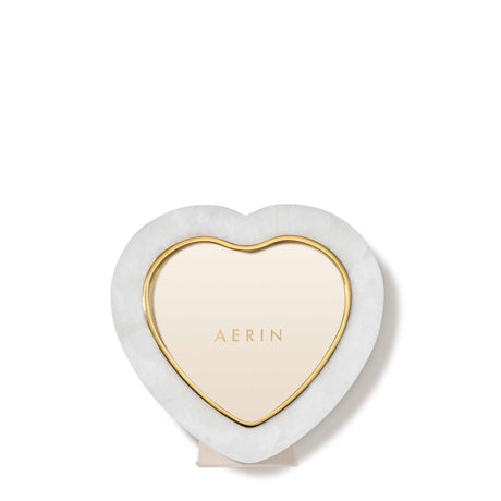 Cassiel Mosaic Heart Photo Frame in White Quartz by AERIN at Fig Linens and Home 2
