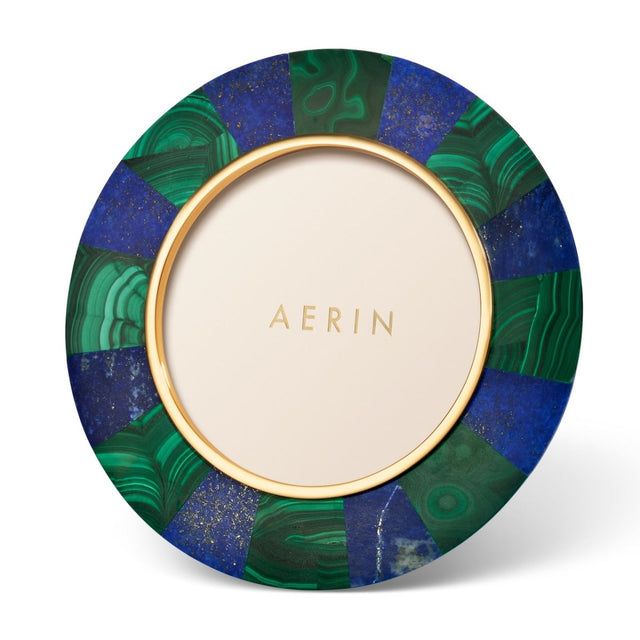 Cassiel Mosaic Round Frame in Lapis and Malachite by AERIN - View 1