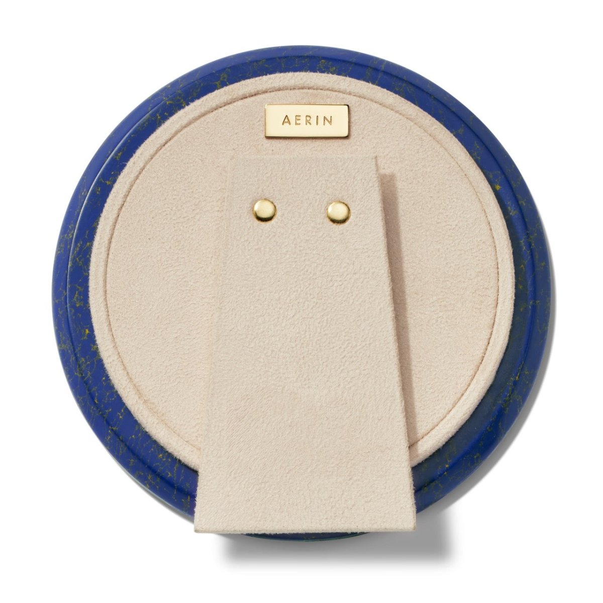 Cassiel Mosaic Round Frame in Lapis and Malachite by AERIN - Sueded Back