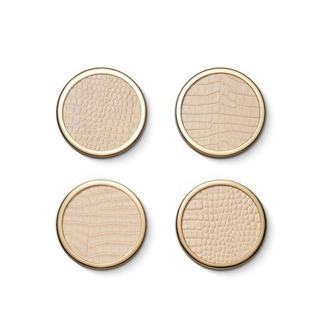 Classic Croc Leather Coasters in Fawn by AERIN | Luxury Set of 4 at Fig Linens and Home 3