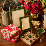 Classic Croc Leather Coasters Set of 4 in Verde by AERIN at Fig Linens and Home - Lifestyle 2