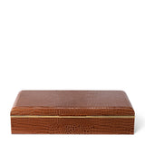 Classic Croc Leather Desk Box in Chestnut | AERIN Home Decor at Fig Linens and Home 6
