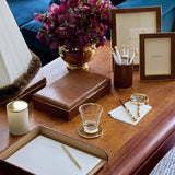 Classic Croc Leather Desk Box in Chestnut | AERIN Home Decor at Fig Linens and Home 5