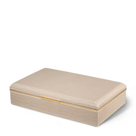 Classic Croc Leather Desk Box in Fawn | AERIN Home Decor at Fig Linens and Home 2