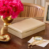 Classic Croc Leather Desk Box in Fawn | AERIN Home Decor at Fig Linens and Home 1
