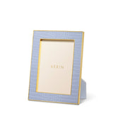 Classic Croc Leather Frame in Hydrangea Blue for 5 X 7 Photo - AERIN at Fig Linens and Home 1