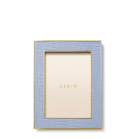 Classic Croc Leather Frame in Hydrangea Blue for 5 X 7 Photo - AERIN at Fig Linens and Home 2