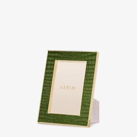 Classic Croc Leather Frame in Verde - 4 X 6 by AERIN at Fig Linens and Home
