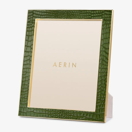 Classic Croc Leather Frame in Verde - 8 X 10 by AERIN at Fig Linens and Home - View 1