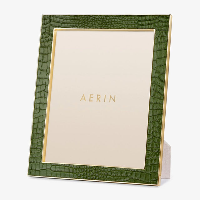 Classic Croc Leather Frame in Verde - 8 X 10 by AERIN at Fig Linens and Home - View 1