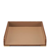 AERIN Classic Croc Leather Paper Tray in Chestnut | Italian Leather at Fig Linens and Home - View 2