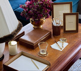 AERIN Classic Croc Leather Paper Tray in Chestnut | Italian Leather at Fig Linens and Home Lifestyle