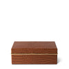 Classic Croc Leather Small Box in Chestnut by AERIN at Fig Linens and Home - Front View