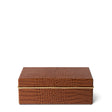 Classic Croc Leather Small Box in Chestnut by AERIN at Fig Linens and Home - Front View