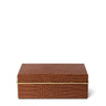 Classic Croc Leather Small Box in Chestnut by AERIN at Fig Linens and Home - Front View