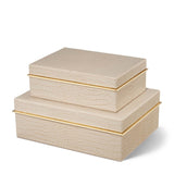 Classic Croc Leather Small Box in Fawn by AERIN - Shown in Stack with Larger Box