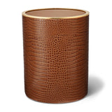 Classic Croc Leather Wastebasket in Chestnut by AERIN at Fig Linens and Home