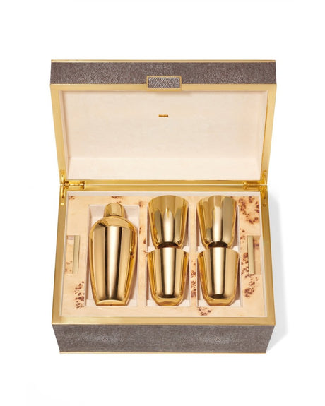 AERIN Classic Shagreen Bar Set in Chocolate Box | Luxury Barware at Fig Linens and Home 3