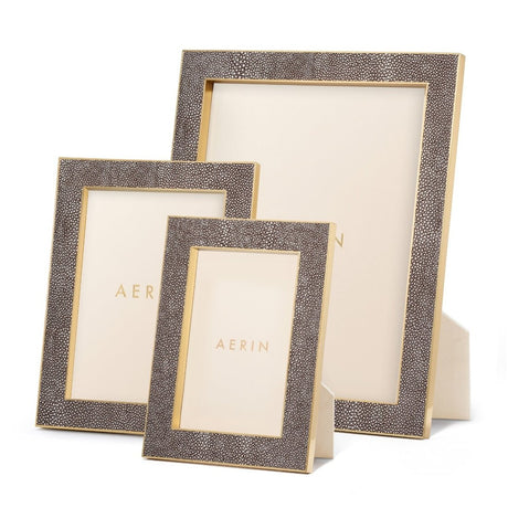 Classic Shagreen Frame in Chocolate - 4 x 6 by AERIN at Fig Linens and Home - Trio of Frames