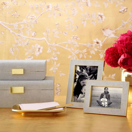 Classic Shagreen Frame in Dove - 4 x 6 by AERIN at Fig Linens and Home - Lifestyle 1