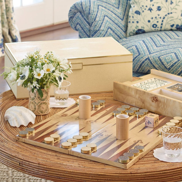 Classic Shagreen Game Set in Cream by AERIN at Fig Linens and Home - Lifestyle 1