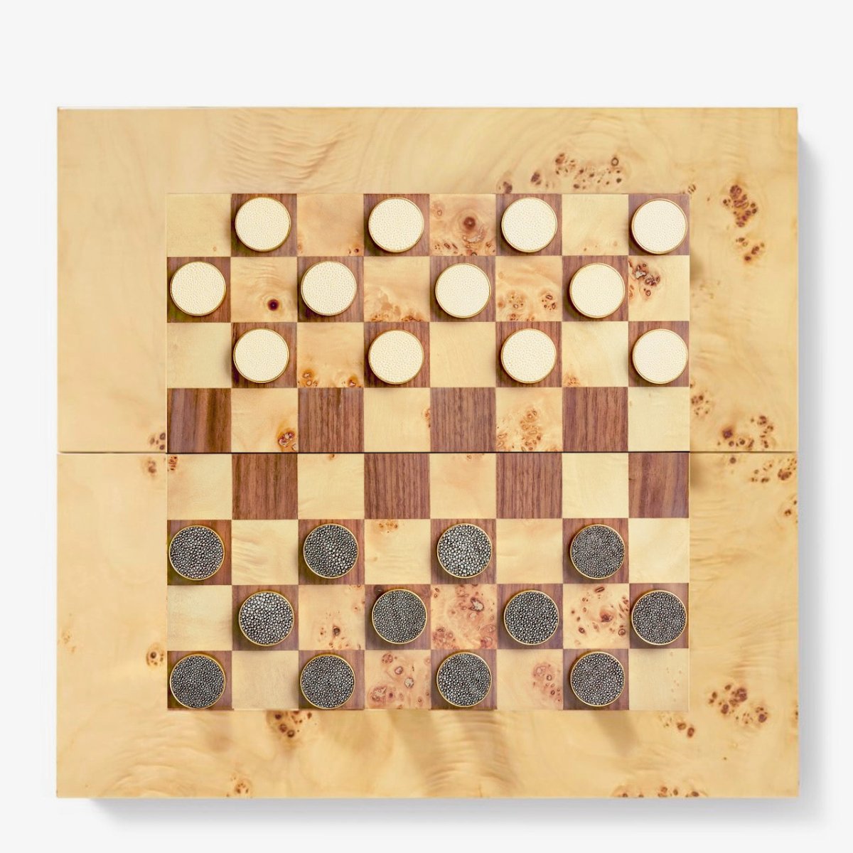 Classic Shagreen Game Set in Cream by AERIN at Fig Linens and Home - Lifestyle - Checkers Board
