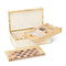 Classic Shagreen Game Set in Cream by AERIN - Open Cream Box with Brass Hardware 3