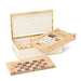 Classic Shagreen Game Set in Cream by AERIN - Open Cream Box with Brass Hardware 3