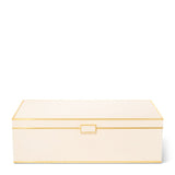 Classic Shagreen Game Set in Cream by AERIN - Closed Cream Box with Brass Hardware