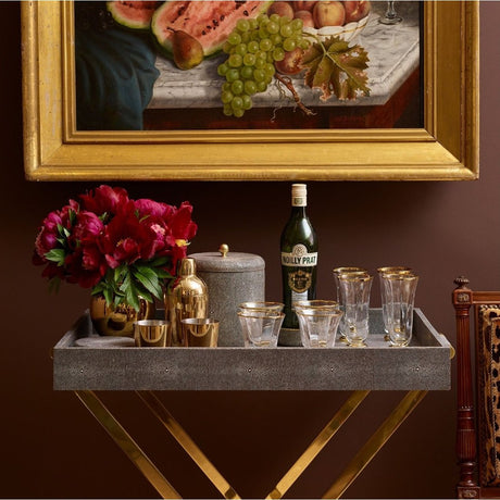 Classic Shagreen Serving Tray in Chocolate by AERIN - Lifestyle Photo