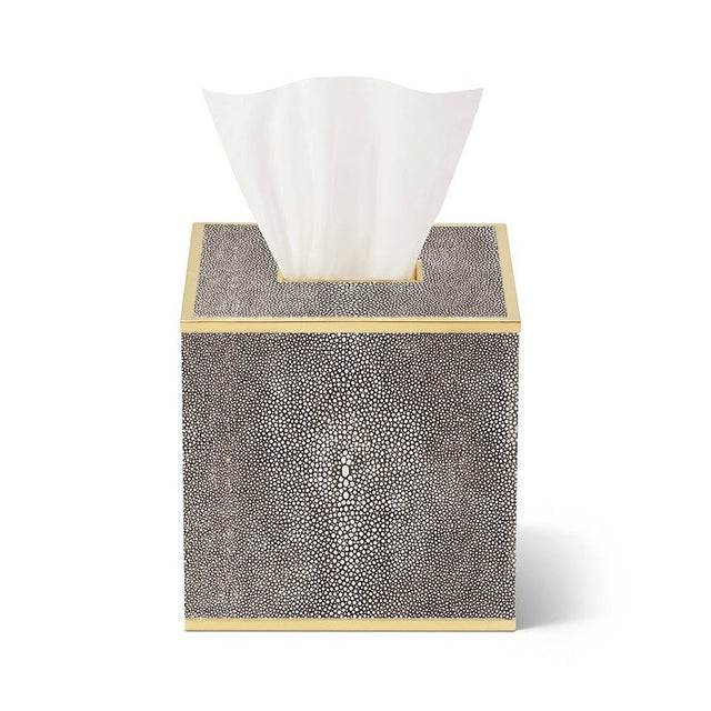 Classic Shagreen Tissue Box Cover in Chocolate by AERIN at Fig Linens and Home - View 1