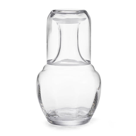 Claudette Bedside Carafe and Tumbler in Clear with White by AERIN | Guestroom Water Service 1