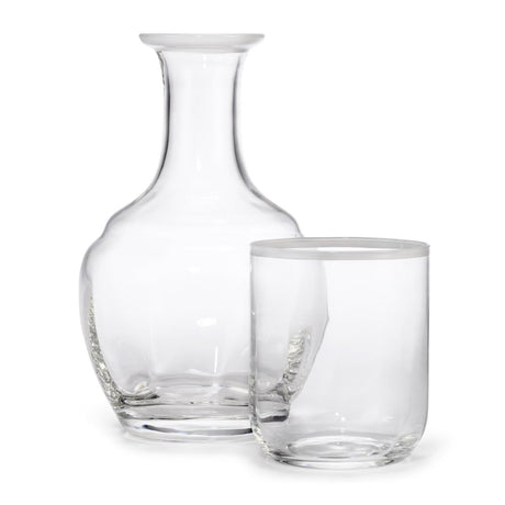 Claudette Bedside Carafe and Tumbler in Clear with White by AERIN | Guestroom Water Service 1