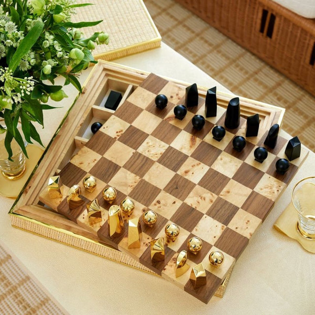 Colette Cane Chess Set by AERIN at Fig Linens and Home 1