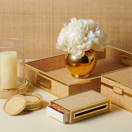 Colette Cane Tray by AERIN - Lifestyle View with Flowers and other colette