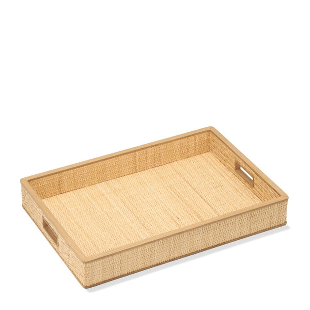 Colette Cane Wood Rim Tray by AERIN at Fig Linens and Home - View 1