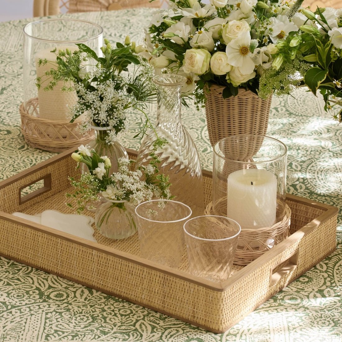 Colette Cane Wood Rim Tray by AERIN at Fig Linens and Home - Lifestyle 2