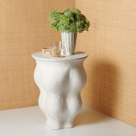 Corvo Side Table in Fresco White by AERIN | Petite Organic-Form Table at Fig Linens and Home 3