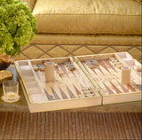 Croc Leather Backgammon Set with Dice in Fawn by AERIN at Fig Linens and Home