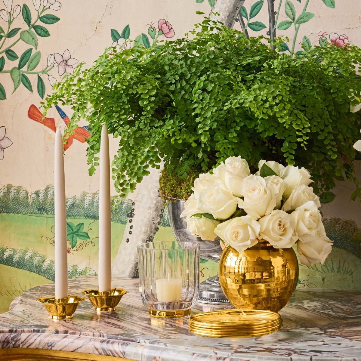 Delmara Hurricane Crystal Votive Holder by AERIN at Fig Linens and Home - Lifestyle 1
